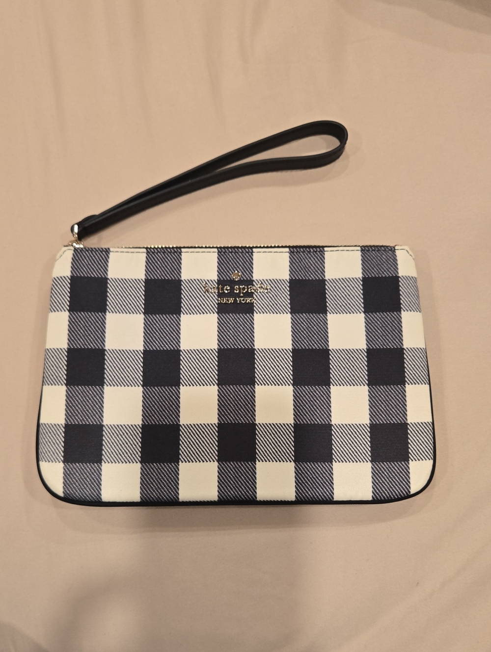 kate spade Black and White Textured Gingham Wristlet